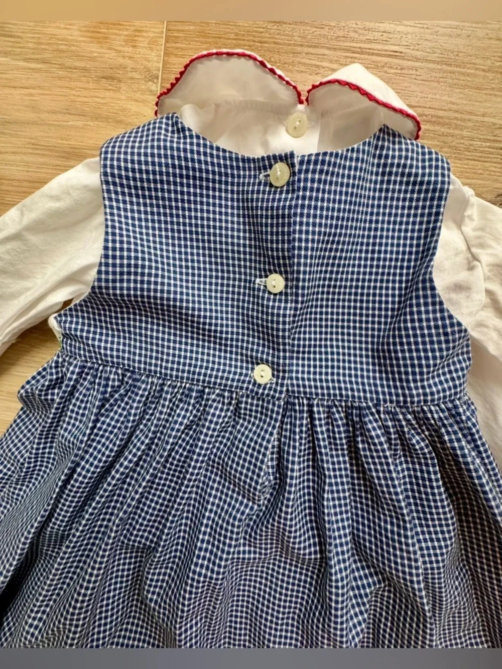 Vive La Fete Collection Bebe Smocked Poodle Gingham Dress & Blouse Set 18 M